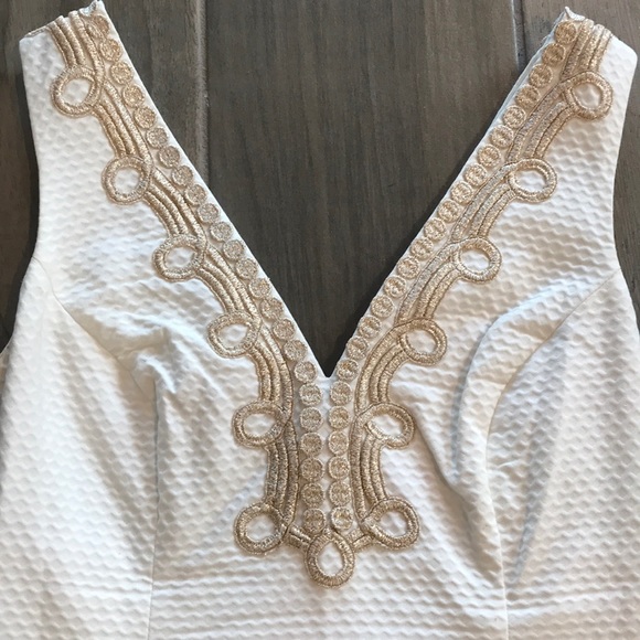 White and gold Lilly Pulitzer dress size 2 - Picture 2 of 4
